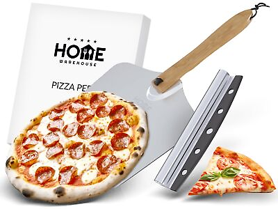 #ad Home Warehouse Pizza Making Kit Stainless Steel Pizza Peel with wooden hand... $32.77