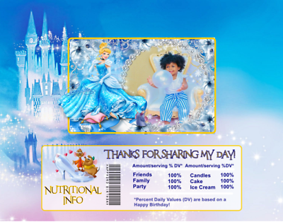 #ad 12 Birthday Baby Shower Princess Cinderella Hershey Candy Wrappers Closed End $9.99