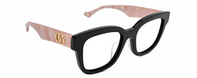 #ad Gucci GG0998S Designer Reading Glasses Gloss Black Pink Opal Gold Cat Eye 52mm $195.46