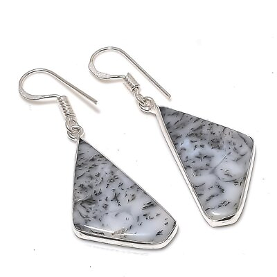 #ad Dendrite Opal Gemstone Handmade 925 Silver Jewelry Earring For Birthday Gift $5.99