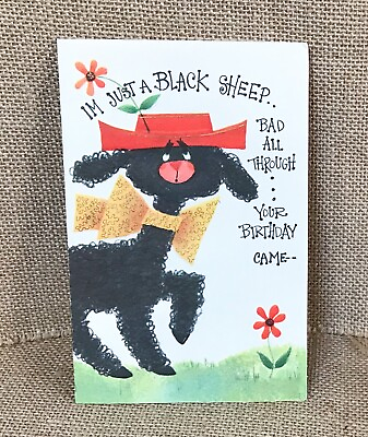 #ad Ephemera Vintage Fairfield Black Sheep Birthday Greeting Card Kitsch $5.00