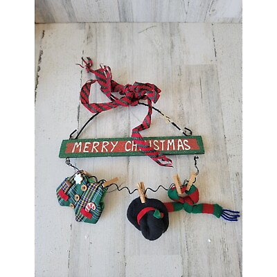 #ad Vintage Merry xmas sign hat scarf hang up vest xmas $15.98