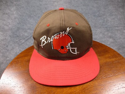#ad Vintage Cleveland Browns Hat Cap Snapback Adjustable Script NFL Football AJD 90s $9.98