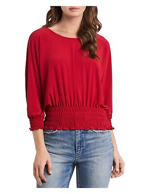 #ad VINCE CAMUTO Womens Red Dolman Sleeve Round Neck Top M $8.99