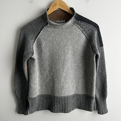 #ad Zaket Plover Womens Sweater XS Gray Colorblock Mock Cozy Pullover Merino Blend $32.94