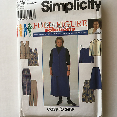 #ad Simplicity 7863 Women Top Vest Pants Skirt 18W 24W Sewing Pattern Knit UC $3.50