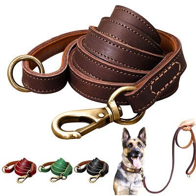 #ad Genuine Leather Dog Leash Strong Pet Training amp; Walking Lead 5ft Long Heavy Duty $17.99