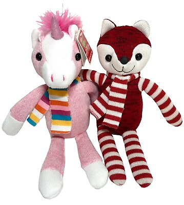 #ad Galerie Mistic Pink Unicorn Red Fox Sock Plush Stuffed Animal Toys Lot $14.39