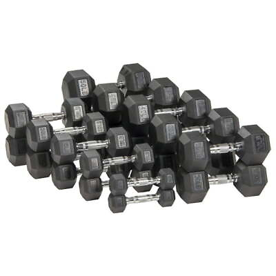 #ad Barbell 10 15 20 25 30 35LBs Rubber Encased Hex Dumbbell Single $11.69