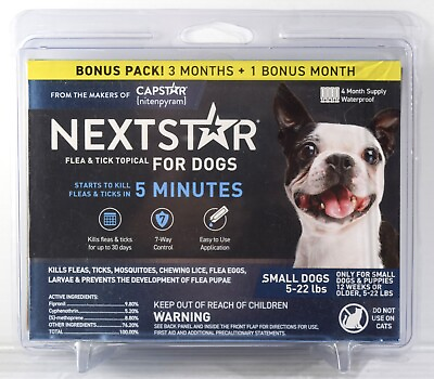 #ad NEXTSTAR 3 Doses Flea amp;Tick Topical Treatment FOR SMALL DOG DOGS 5 22 lbs NEW $21.90