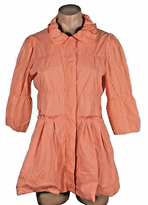 #ad NWOT Womens TWELVE BY TWELVE Coral Jacket Dress Coat 3 4 Sleeve Small Ruffle Tie $20.00