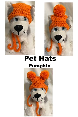 Dog Hat Cat Hat PomPom Dog Hat Knit Crochet Dog SMALL MEDIUM Pumpkin $12.60