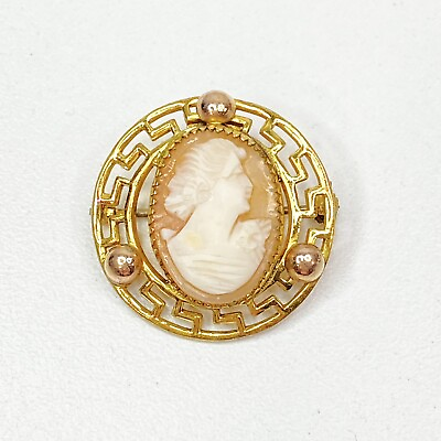 #ad Vintage Grecian 10k Gold Filled Shell Cameo Brooch Pin $35.00