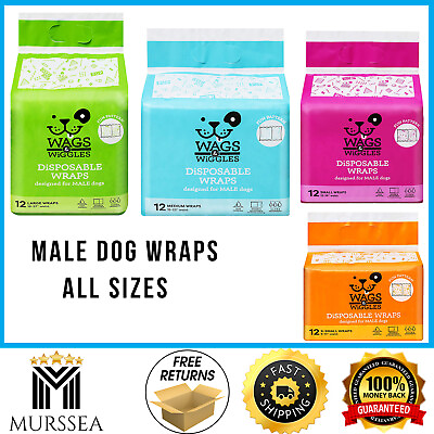 #ad Disposable Dog Diapers Male Dog Wraps Ultra Absorbent Pack of 12 All Sizes $13.96