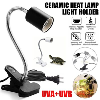 #ad 25 50 75W Reptile Heat Lamp Basking Spot Lamp for Aquarium 360° UVA UVB Clamp $24.53