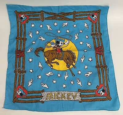 #ad Vintage Walt Disney Company Mickey Mouse Bandana Cowboy Glentex USA Unlimited $10.80