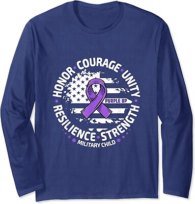 #ad Purple Up For Military Kid Us Flag Cool Military Gift Long Sleeve Tshirt $22.99