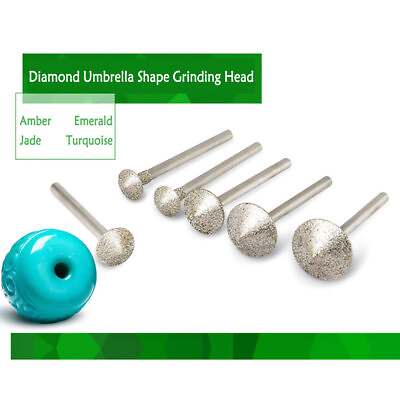 #ad Coarse Fine Emery Diamond Umbrella Shape Grinding Head Jade Carving Chamfering $32.85