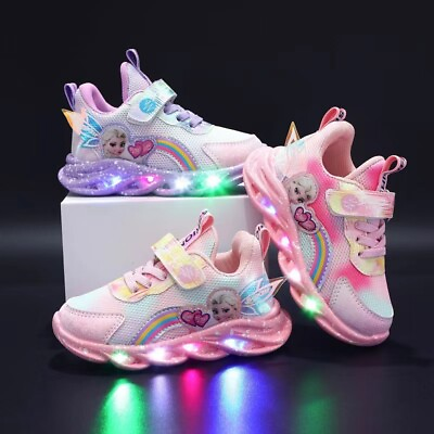 #ad Girls LED Luminous Sport Shoes Kids Children Princess Flashing Light Up Sneakers $29.97