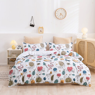 #ad 3D Dragonfly Cockroach Love Leaf Quilt Cover Set Duvet Cover Bedding Pillowcases $67.49