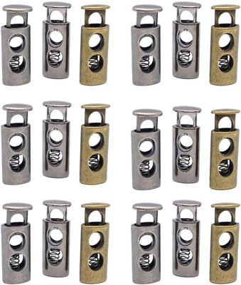 #ad Metal Toggles 18 Pcs Alloy Toggle Stoppers Metal Double Hole Spring Elastic Adju $13.74