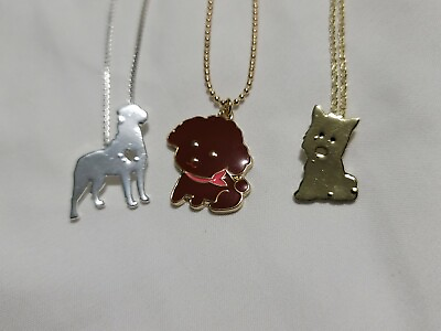 3 pack Dog Necklaces Animal Lover Heart Jewelry Gold amp; Silver Gift Set 18quot; $7.70