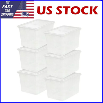 #ad 68 Qt. 17 gal. Jumbo Plastic Stackable Closet Storage Box Stackable Bin 6 pcs $100.16