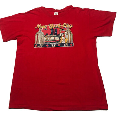 #ad Fruit Of The Loom Easy To Wear New York City T Shirt Red Mens Sz L Short Sleeve $8.00