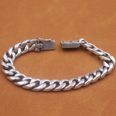 #ad Real 925 Sterling Silver Women Men 10mm Cuban Curb Bracelet 7.5inch 50 51g $128.71