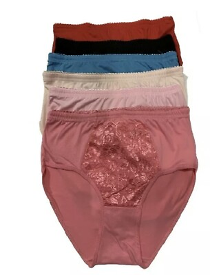 #ad 6pcs high waist briefs polyester half lace highcut plus underwear panties M XXL $12.50