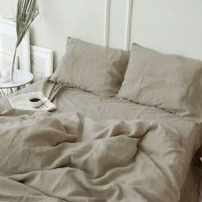 #ad Home 100% Washed Linen Bed Sheets Natural Linen Bed Sheets 1pcs $161.63