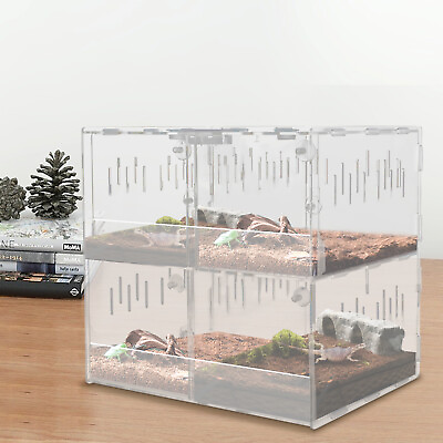 #ad Acrylic Reptile Terrarium Pet Display Case Pet Box Lizard Cage Tank with Lock $37.80