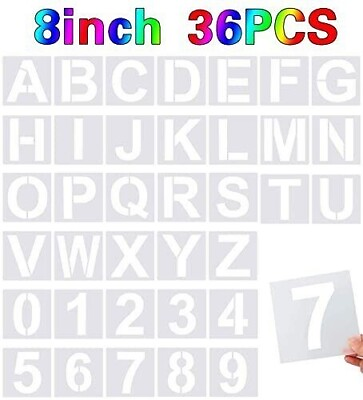 #ad 36 Pcs 8 Inches Large Alphabet Letters and Numbers Stencils for Painting on Wood $20.40