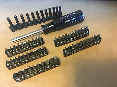 #ad CRAFTSMAN MAGNETIC HANDLE 1 4 IN 43373 NUT DRIVER Bit Set 63 PC Star Square Hex $23.00