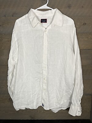 #ad UNTUCKit 100% Linen Button Down Dress Shirt Mens XL Solid White Linen Casual $24.00