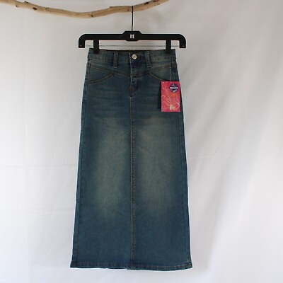 #ad NWT Rockids Long Modest Blue Jean Skirt Size Small 4 6 S Denim Maxi Girls Kids $20.00
