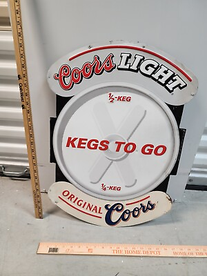 #ad Vintage Tin Coors Light Metal Kegs to go Sign Tin quot; Long cold beer $55.00