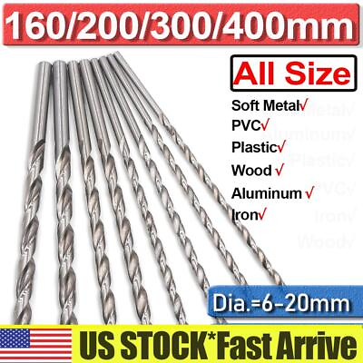 #ad 6 20mm Extra Long Drill Bits Set HSS High Speed Steel Wood Drilling Woodworking $6.29