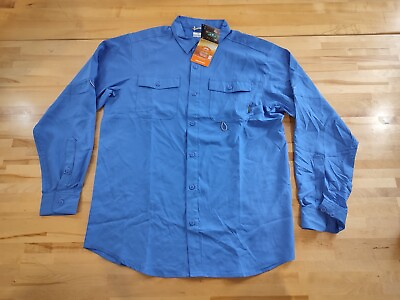 #ad Mens Columbia James Bay Long Sleeve Vented Lightweight Outdoor Shirt Medium Blue $28.59
