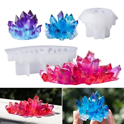 #ad Crystal Cluster Resin Molds Large and Small Size Crystal Shape Silicone Mold... $14.95