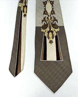 #ad Stephen Land 60” Men’s Tie 100% Silk Hand Made Tan Brown Design $19.76