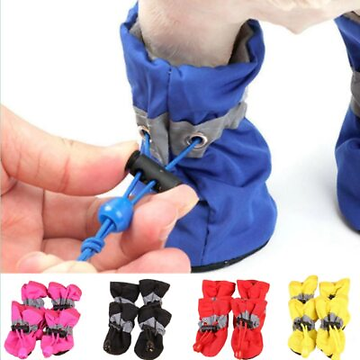 #ad 4pcs set Waterproof Pet Dog Shoes Chihuahua Anti slip Rain Boots Footwear $7.49