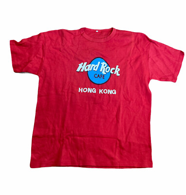 #ad Vintage Hard Rock Cafe Hong Kong Red Tshirt No Tag Fits Large $17.99