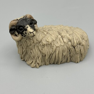 #ad Sheep Ram Sheep Black Face 4” Resin Long Hair $12.50
