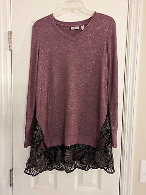 #ad Logo by Lori Goldstein Embroidered Lace Tunic Size XS $13.00