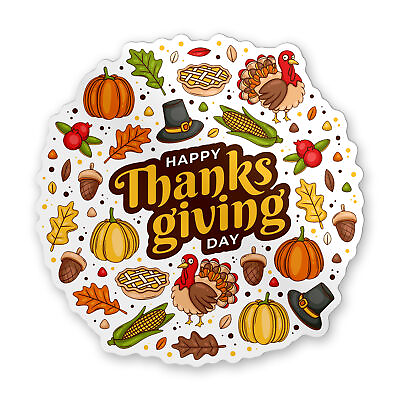 #ad Happy Thanks Giving Day Sticker Vinyl Size 5 Inches $6.45
