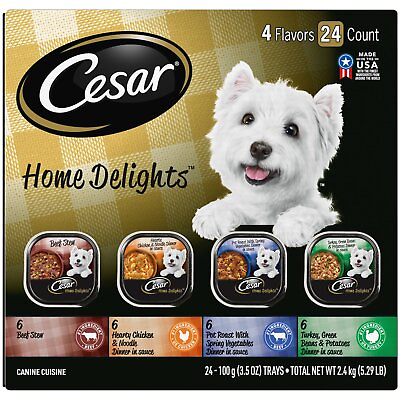 #ad Cesar Home Delights Wet Dog Food Variety Pack 3.5 oz Trays 24 Pack $30.99