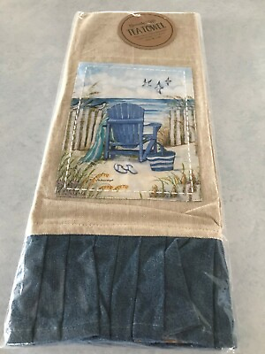 #ad Beach Chair Tea Towel Coastal Denim Skirt Cotton Susan Winget Brownlow Gift NEW $8.95
