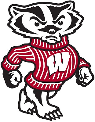 #ad Wisconsin Badgers Bucky Badger Logo Die Cut Laminated Vinyl Sticker Decal $7.75
