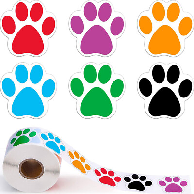 #ad 500pcs Colorful Paw Print Stickers Dog cat Paw Labels Stickers reward stickeU FM C $3.69